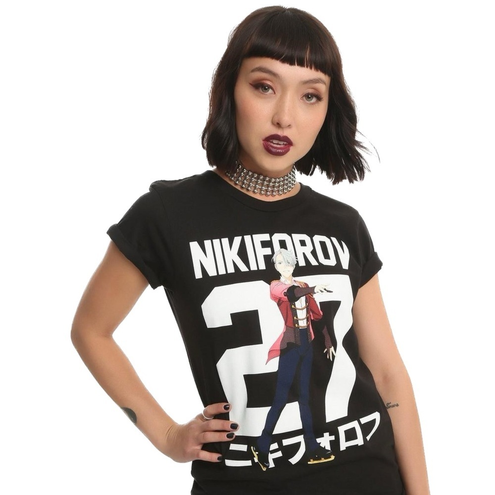 Yuri On Ice Nikiforov 27 Japanese Anime long fitted t-shirt Size Small
